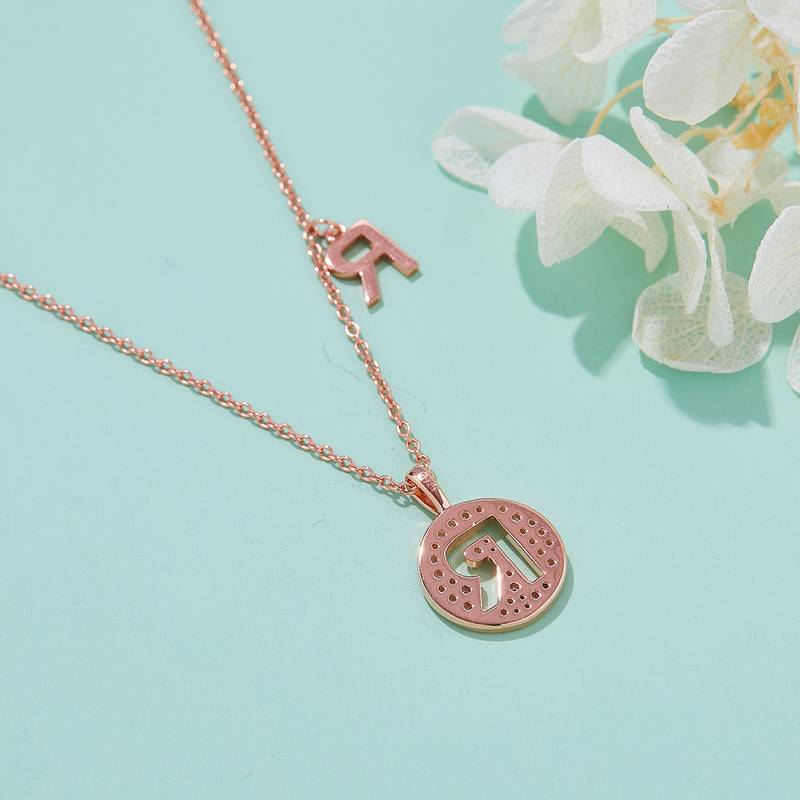 R pendant S925 silver plated rose gold Moissanite diamond light luxury letter necklace